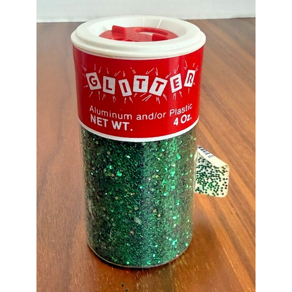 Vintage Glitterex Corp. Cranford, NJ Full 4 oz Jars Green & Red Glitter - Set 2 - Picture 5 of 12